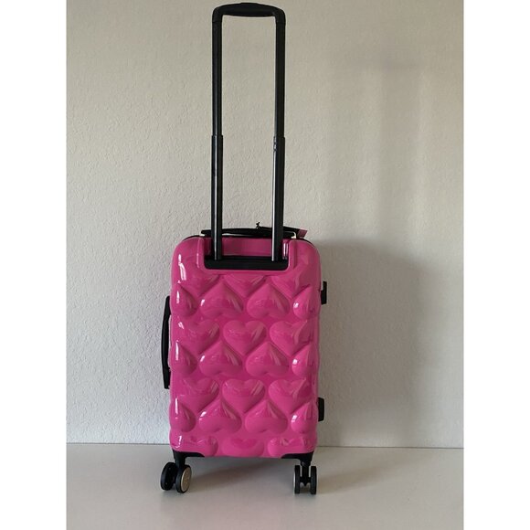 Juicy Couture Hot Pink Embossed Hearts 21" Spinner Carry-On Suitcase Luggage NEW - Picture 5 of 14
